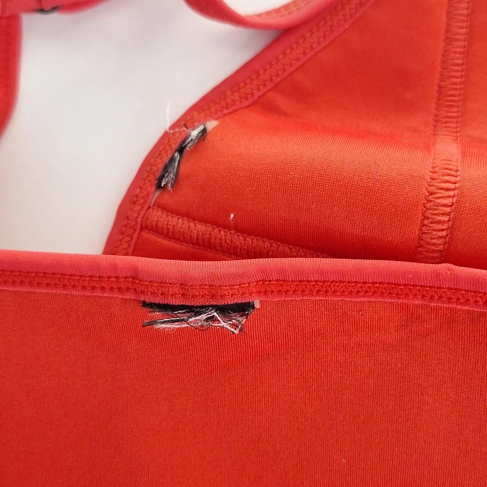 triangl swimwear Coral Red Triangle Bikini Set with Matching Neoprene Bag
